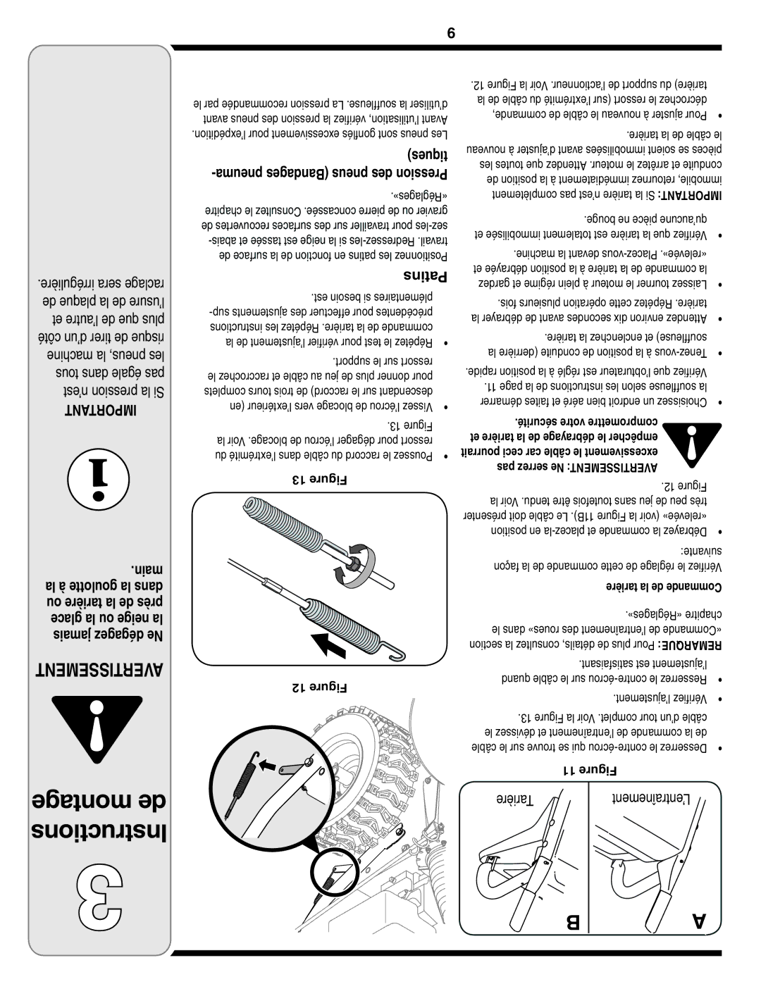 Troy-Bilt 769-03253 warranty Tiques, Pneuma Bandages pneus des Pression, ’ajustement Vérifiez 