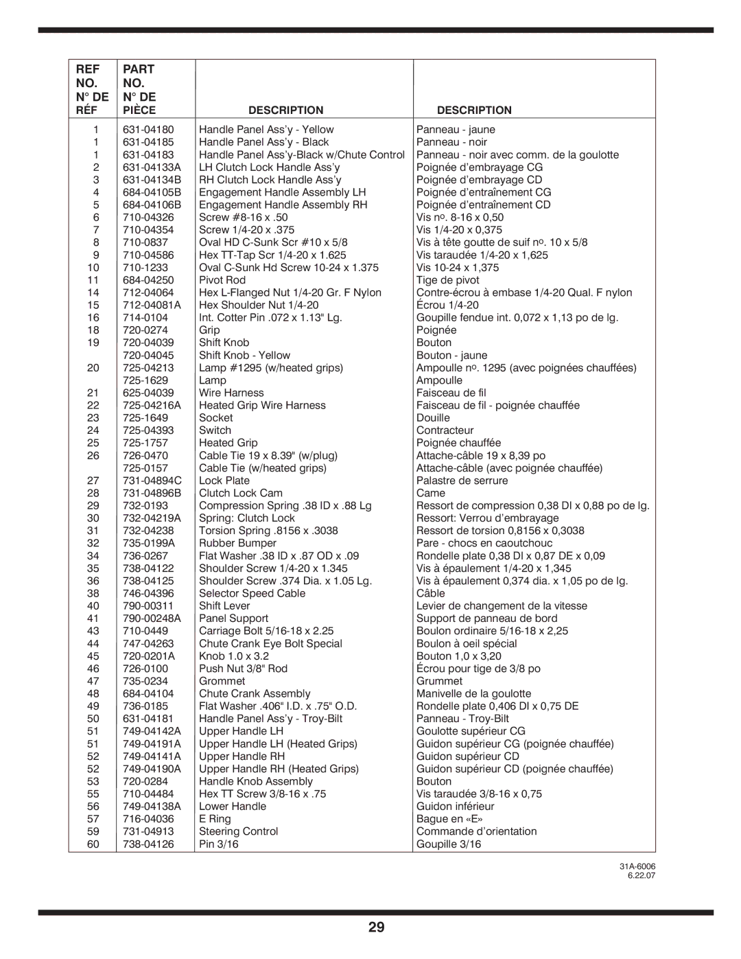 Troy-Bilt 769-03800 warranty Part 