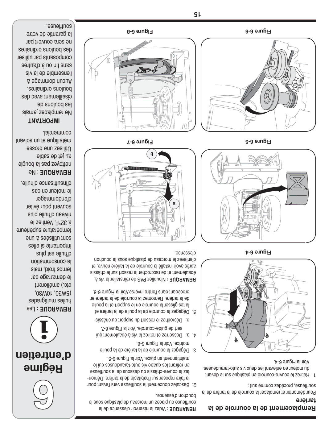 Troy-Bilt 769-03800 warranty ’entretien, Régime 