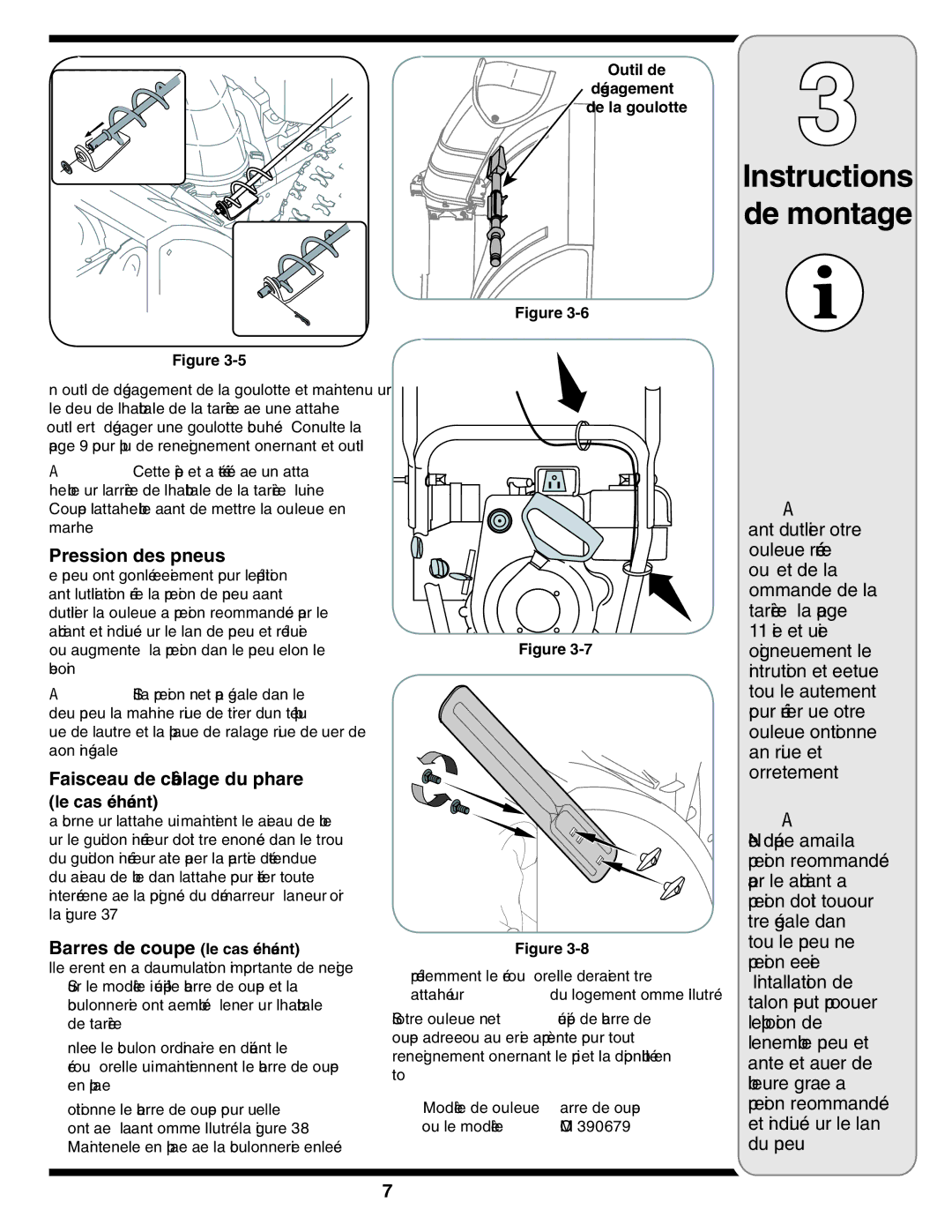 Troy-Bilt 769-03800 warranty Phare du câblage de Faisceau, Échéant cas le coupe de Barres, Dégagement, De Outil 