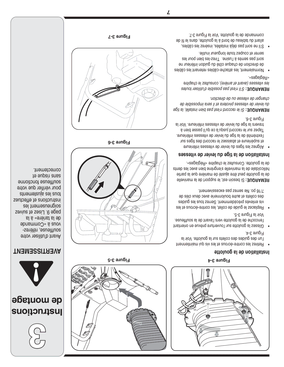 Troy-Bilt 769-04090 warranty «Réglages», Bien passe qu’il ce jusqu’à raccord le sur Tapez, Goulotte la de Installation 