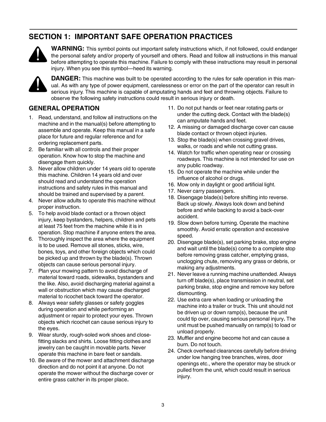 Troy-Bilt 772C0748 manual Important Safe Operation Practices, General Operation 