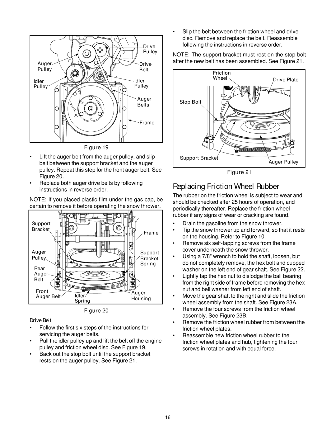 Troy-Bilt 772C0767 manual Replacing Friction Wheel Rubber, Drive Belt 