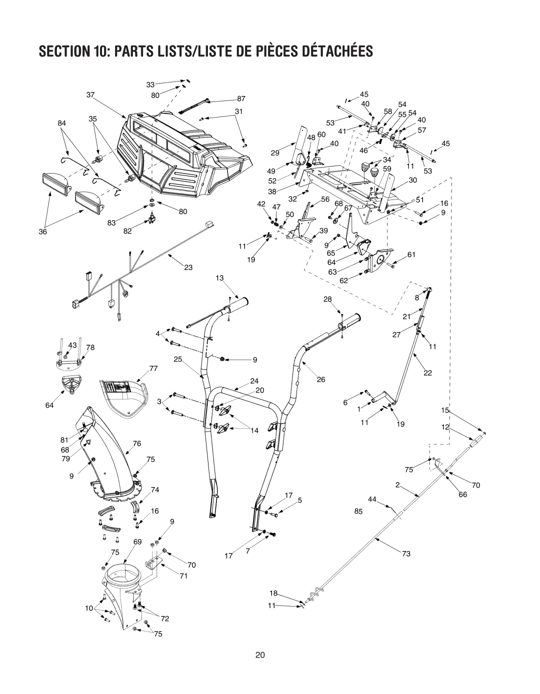 Troy-Bilt 772C0767 manual Parts LISTS/LISTE DE Pièces Détachées 