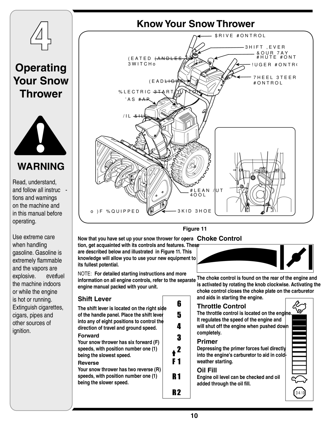 Troy-Bilt 772C0781 warranty Operating Your Snow Thrower 