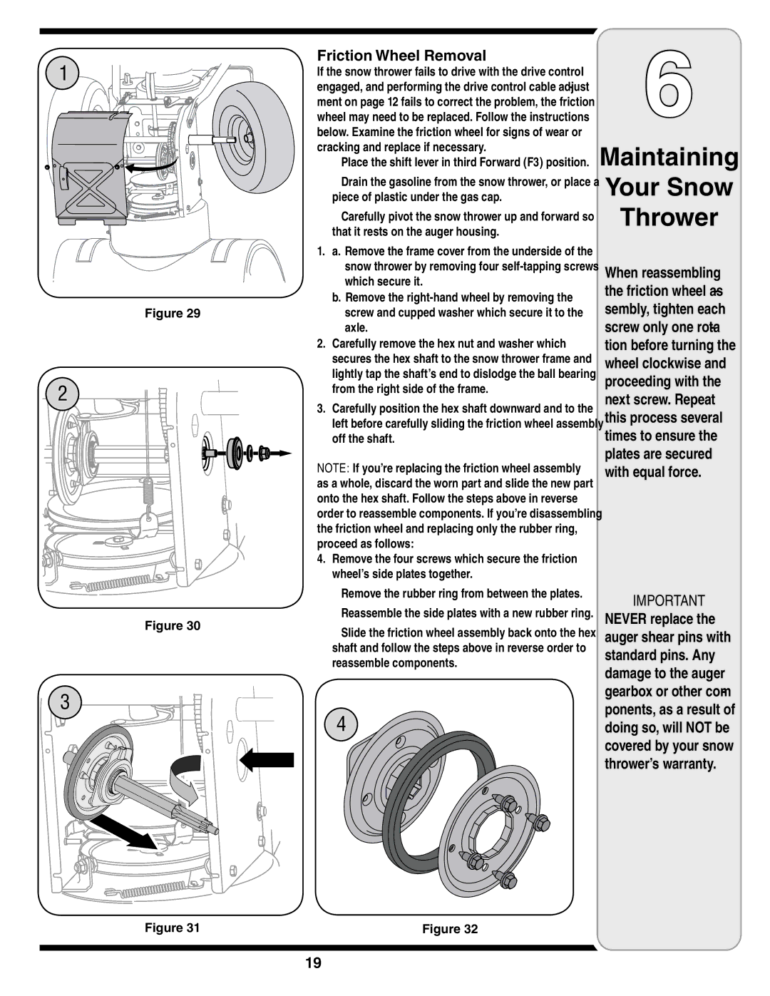 Troy-Bilt 772C0781 warranty Friction Wheel Removal 