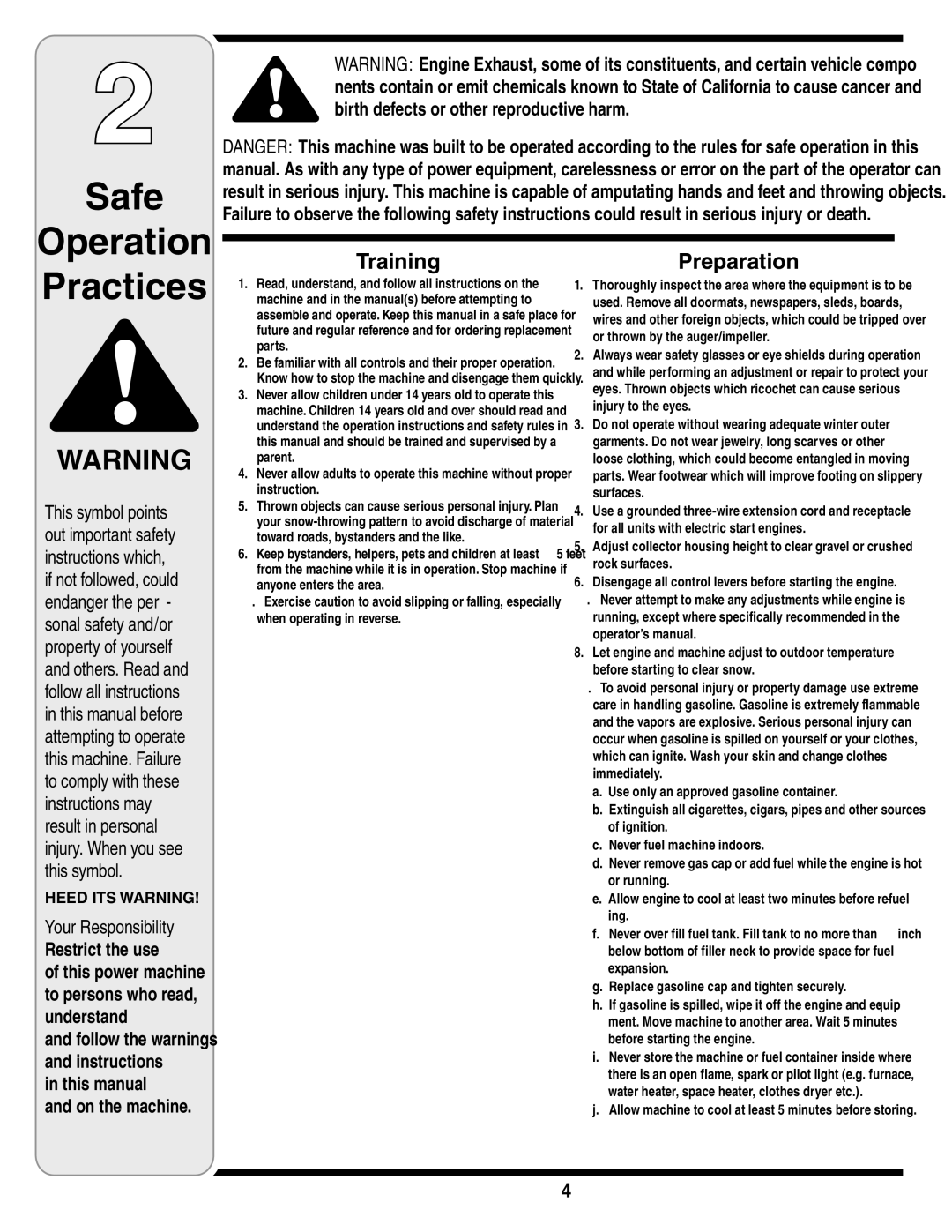 Troy-Bilt 772C0781 warranty Safe Operation 