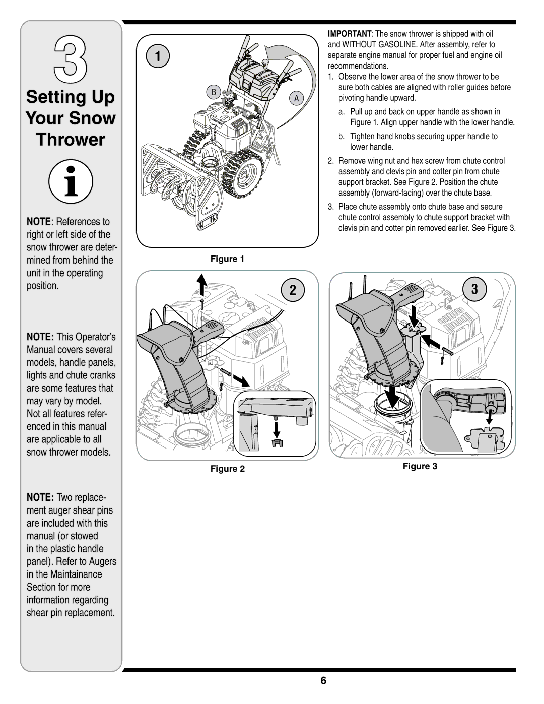 Troy-Bilt 772C0781 warranty Setting Up Your Snow Thrower, Recommendations, Pivoting handle upward, Lower handle 