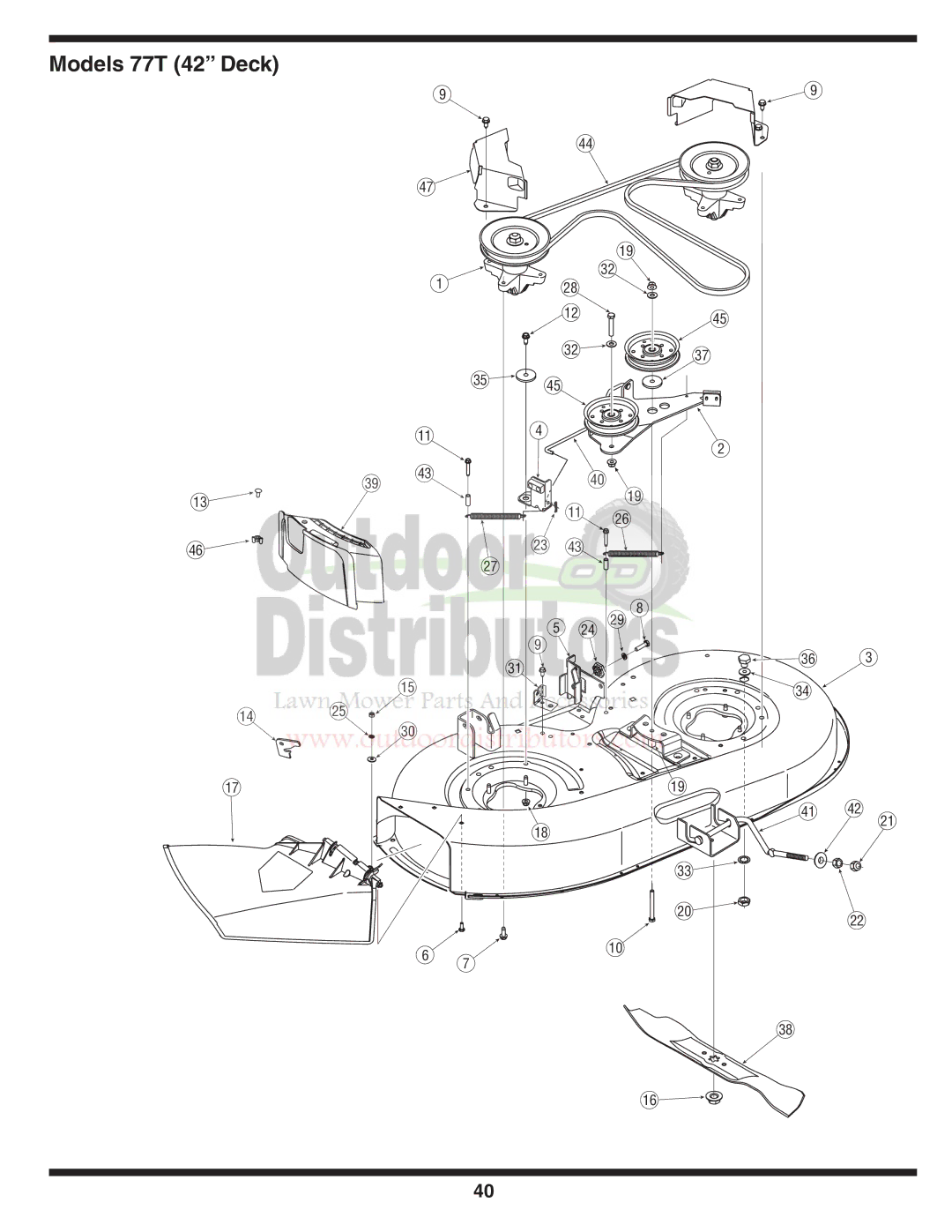 Troy-Bilt warranty Models 77T 42 Deck 