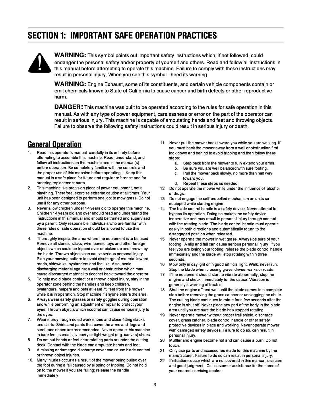 Troy-Bilt 80 manual Important Safe Operation Practices, General Operation 