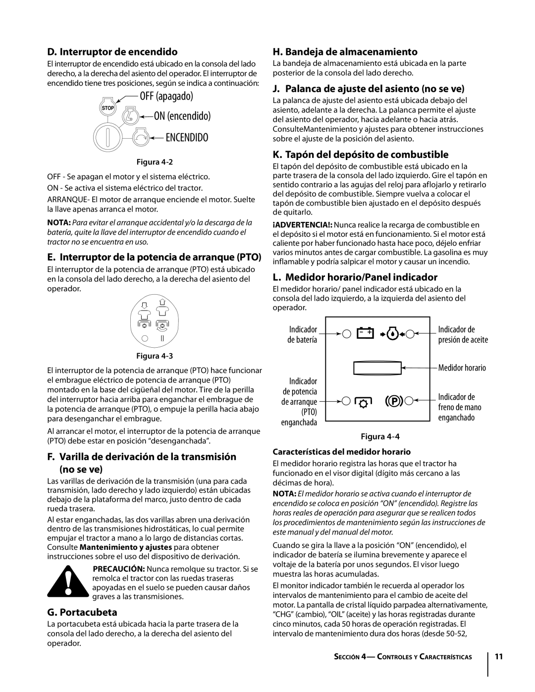 Troy-Bilt Colt RZT warranty Interruptor de encendido, Varilla de derivación de la transmisión no se ve, Portacubeta 