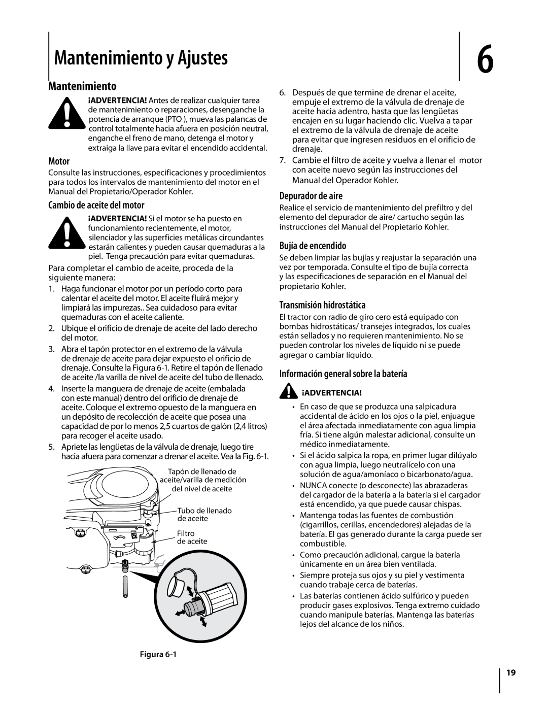 Troy-Bilt Colt RZT warranty Mantenimiento 