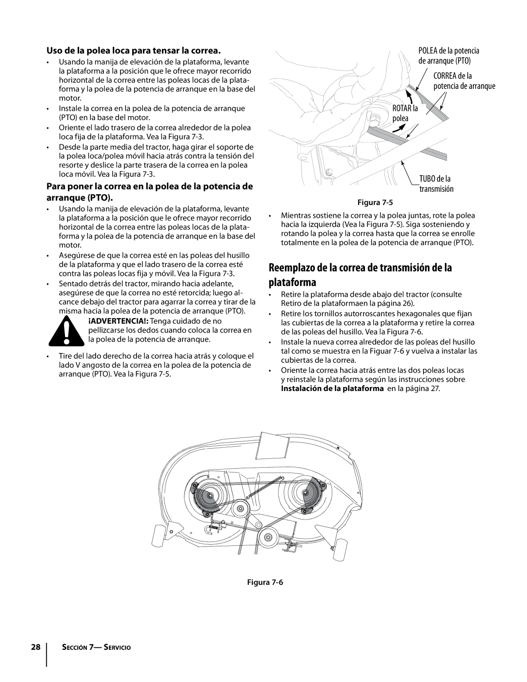 Troy-Bilt Colt RZT Reemplazo de la correa de transmisión de la plataforma, Uso de la polea loca para tensar la correa 