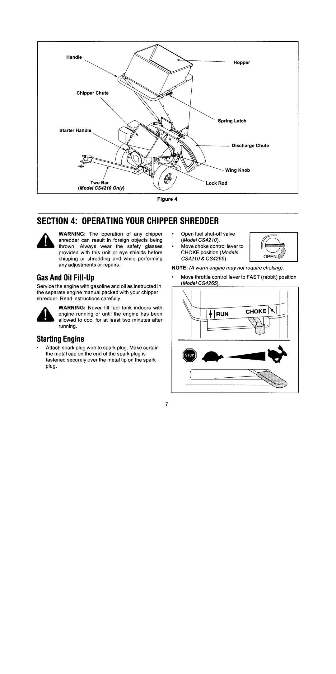 Troy-Bilt CS4210, CS4265 manual 