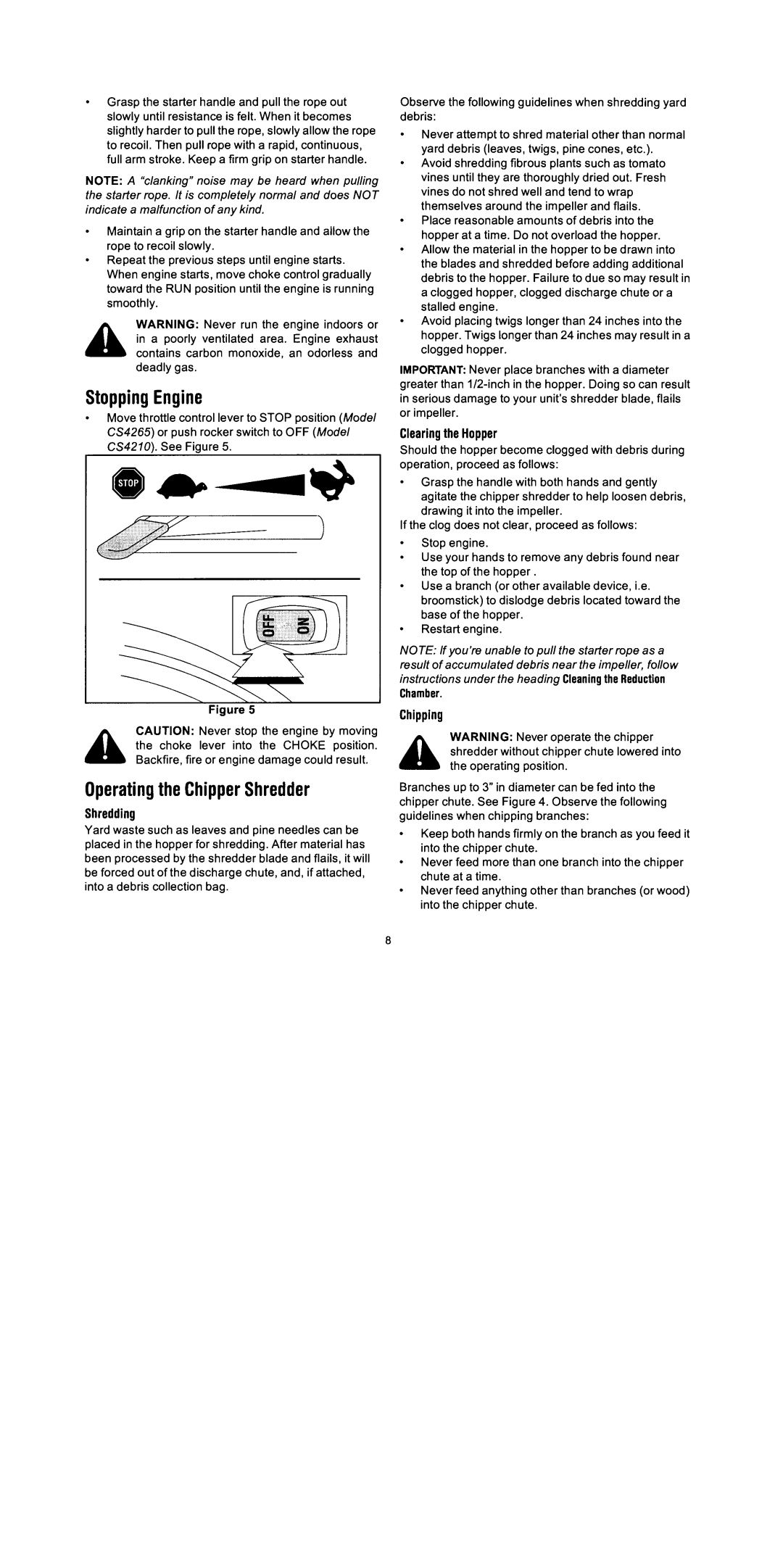 Troy-Bilt CS4265, CS4210 manual 