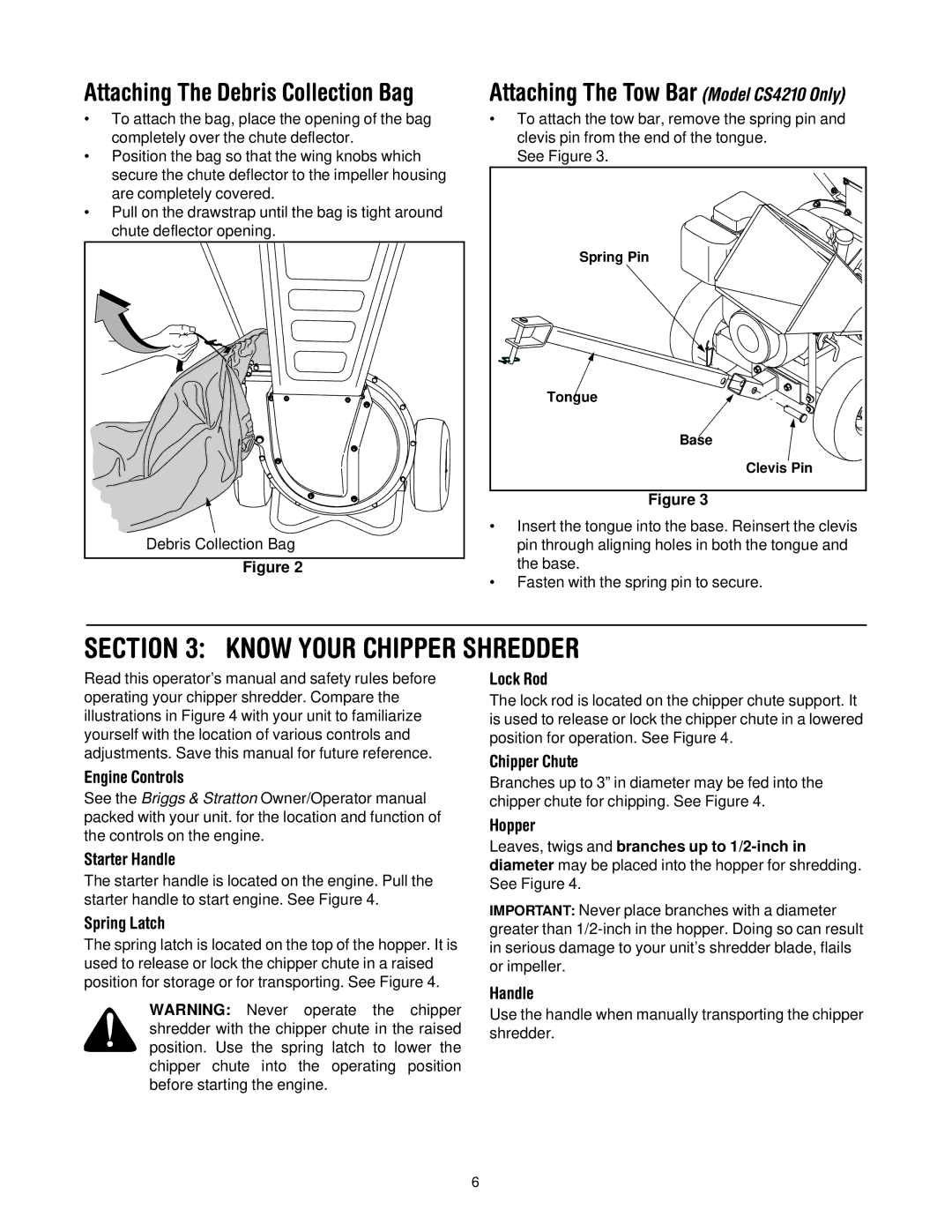 Troy-Bilt CS4265 manual Know Your Chipper Shredder, Attaching The Tow Bar Model CS4210 Only 