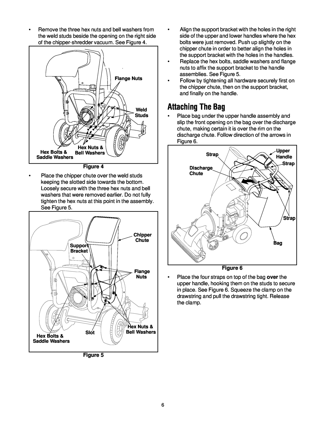 Troy-Bilt CSV206 manual Attaching The Bag 