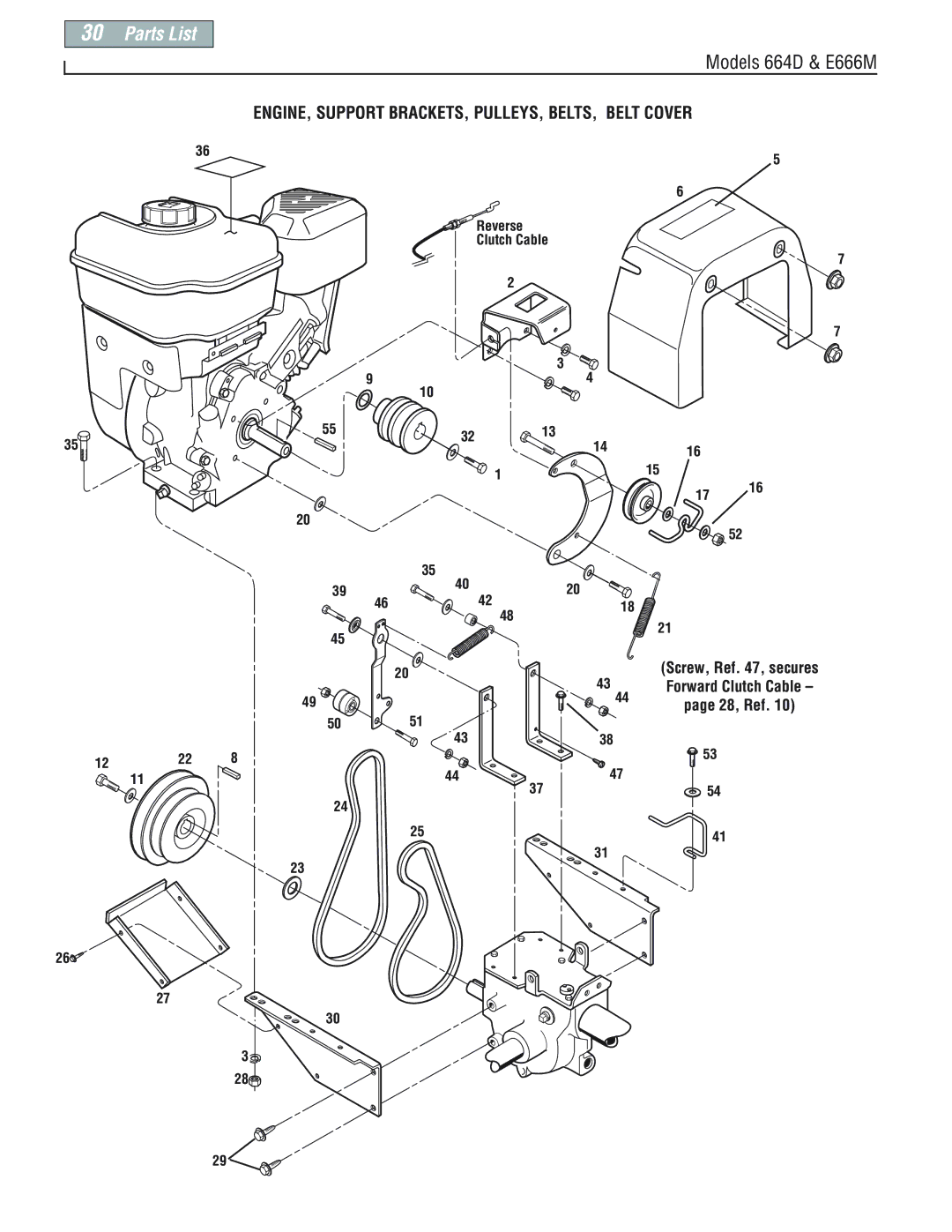 Troy-Bilt E666M-Pony manual ENGINE, Support BRACKETS, PULLEYS, BELTS, Belt Cover 