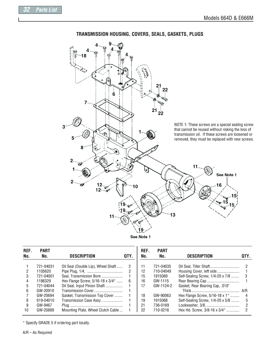 Troy-Bilt E666M-Pony manual Transmission HOUSING, COVERS, SEALS, GASKETS, Plugs, 721-04044 