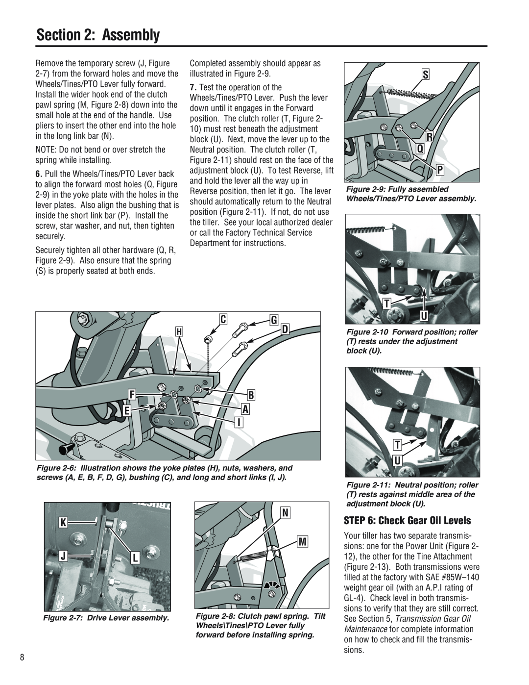 Troy-Bilt E686N manual Check Gear Oil Levels, Assembly 