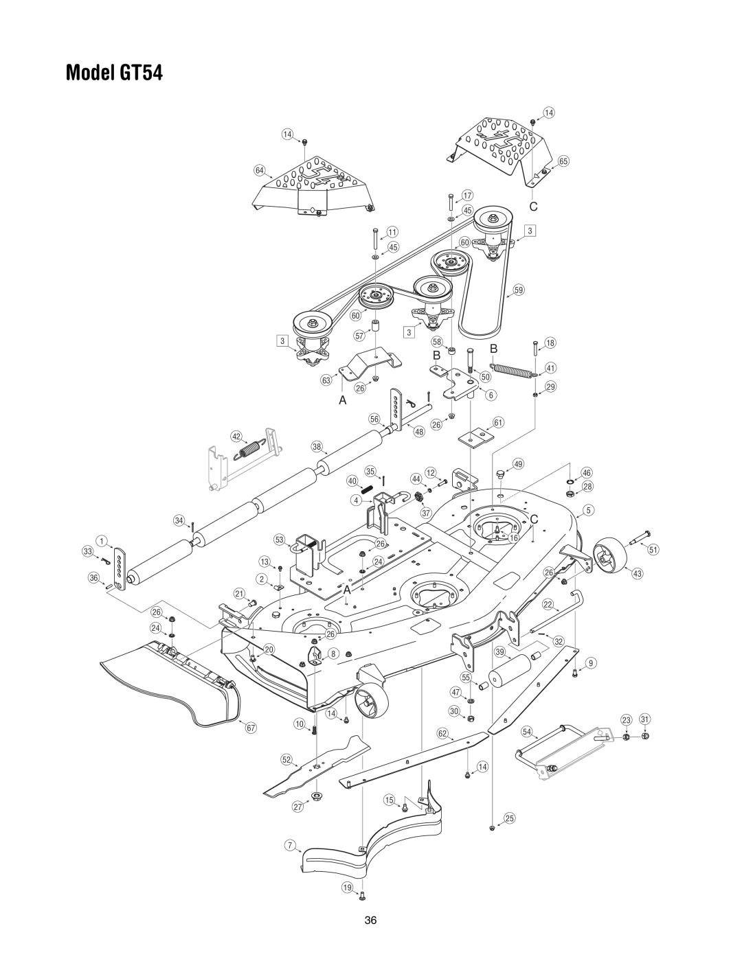 Troy-Bilt GT54 manual 45C 6710 