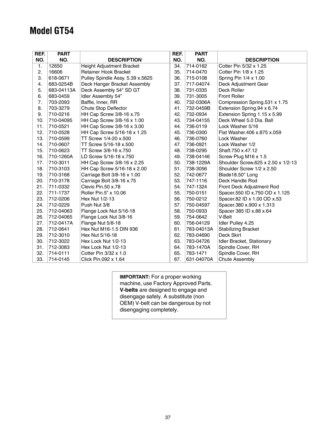 Troy-Bilt GT54 manual 731-3005 