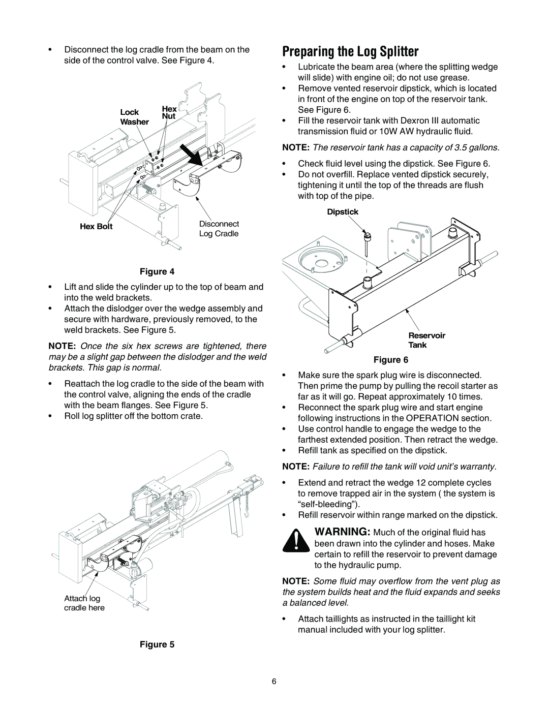 Troy-Bilt LS275 manual Preparing the Log Splitter 