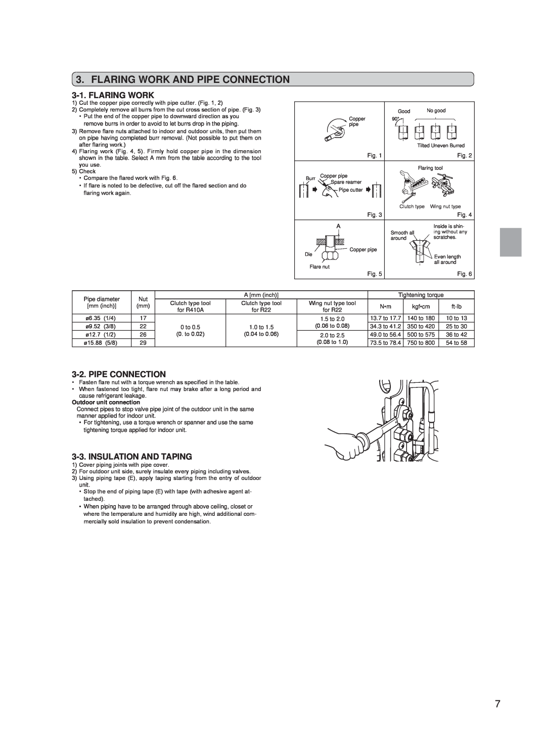 Troy-Bilt MXZ-4A36NA, MXZ-3A30NA installation manual Flaring Work And Pipe Connection, Insulation And Taping 