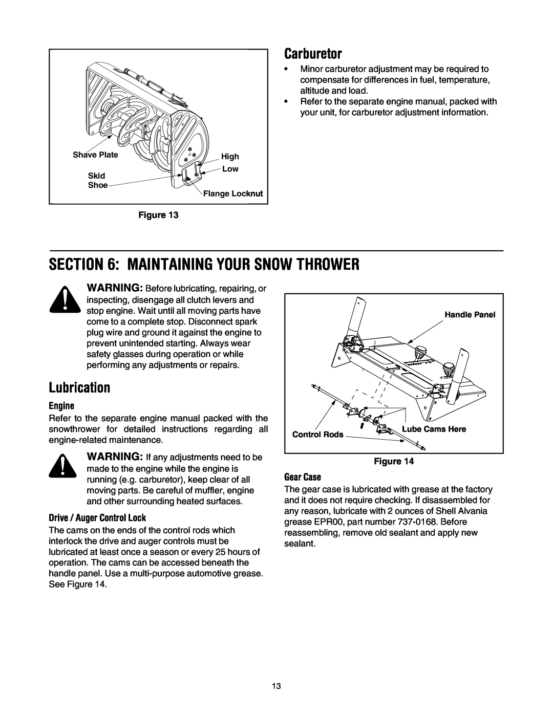 Troy-Bilt OEM-390-679 manual Maintaining Your Snow Thrower, Carburetor, Lubrication, Engine, Drive / Auger Control Lock 