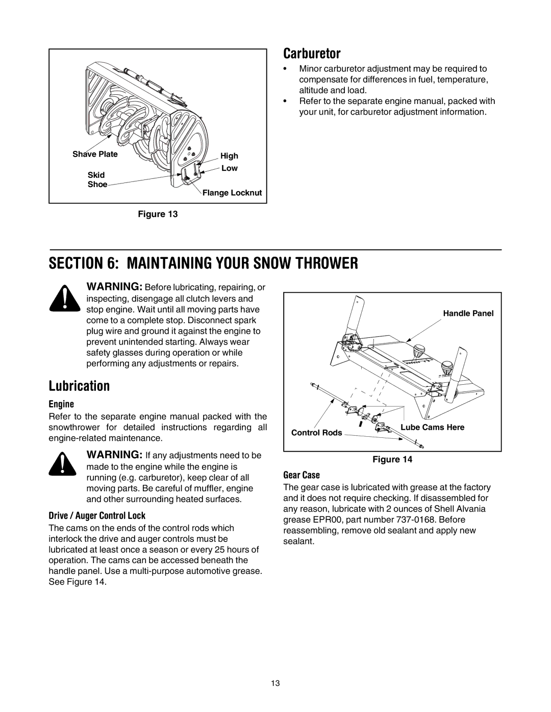 Troy-Bilt OEM-390-679 manual Maintaining Your Snow Thrower, Carburetor, Lubrication 