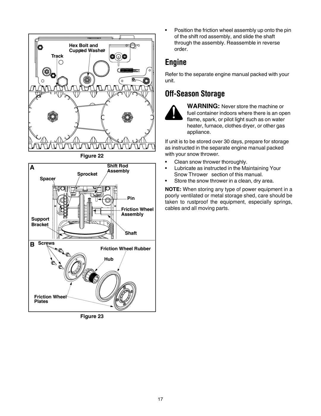 Troy-Bilt OEM-390-679 manual Engine, Off-Season Storage 