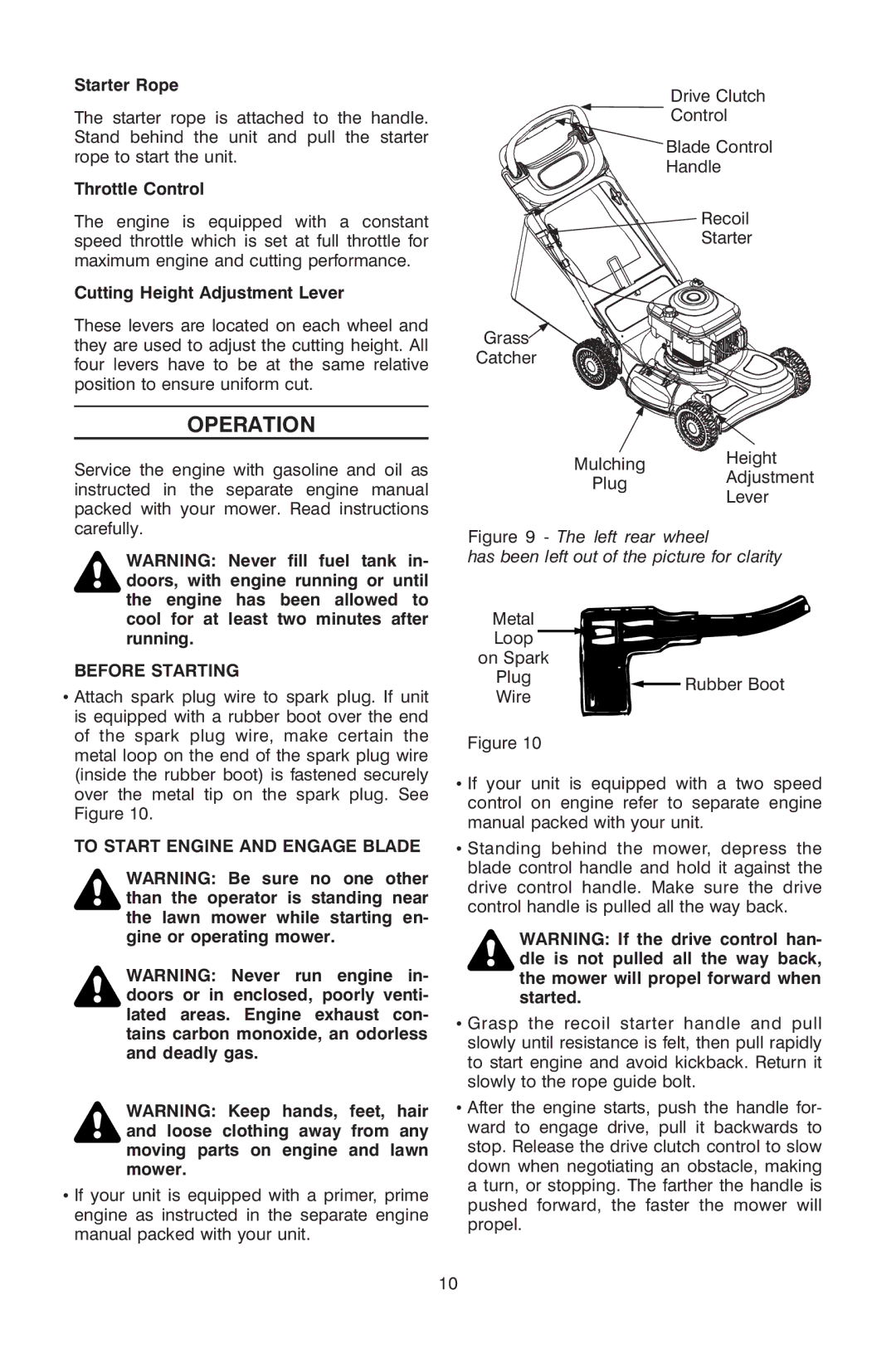 Troy-Bilt OG-4605 owner manual Operation, Before Starting, To Start Engine and Engage Blade 