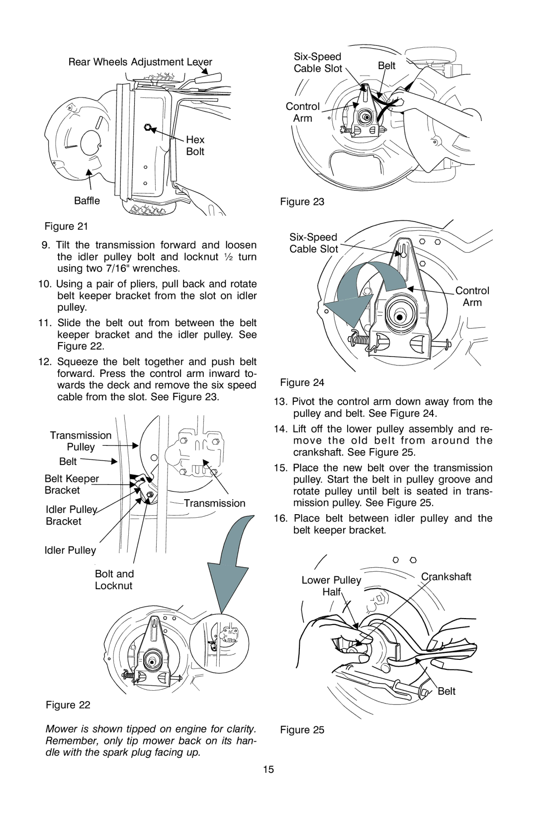 Troy-Bilt OG-4905 owner manual Half Belt 