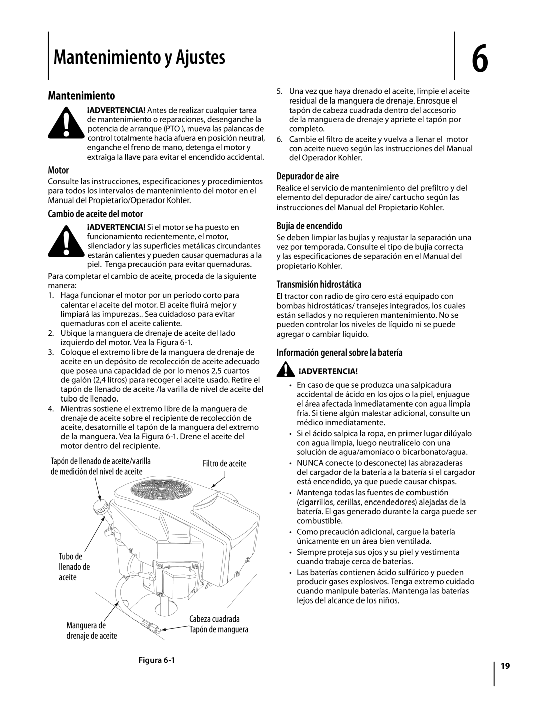 Troy-Bilt RZT manual Mantenimiento 