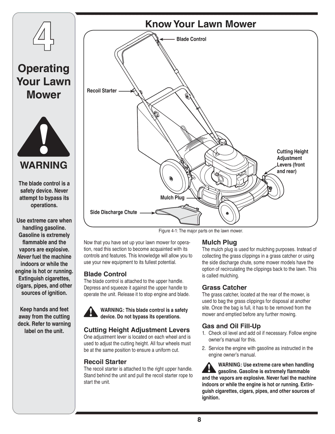 Troy-Bilt Series 540 manual Operating Your Lawn Mower, Know Your Lawn Mower 