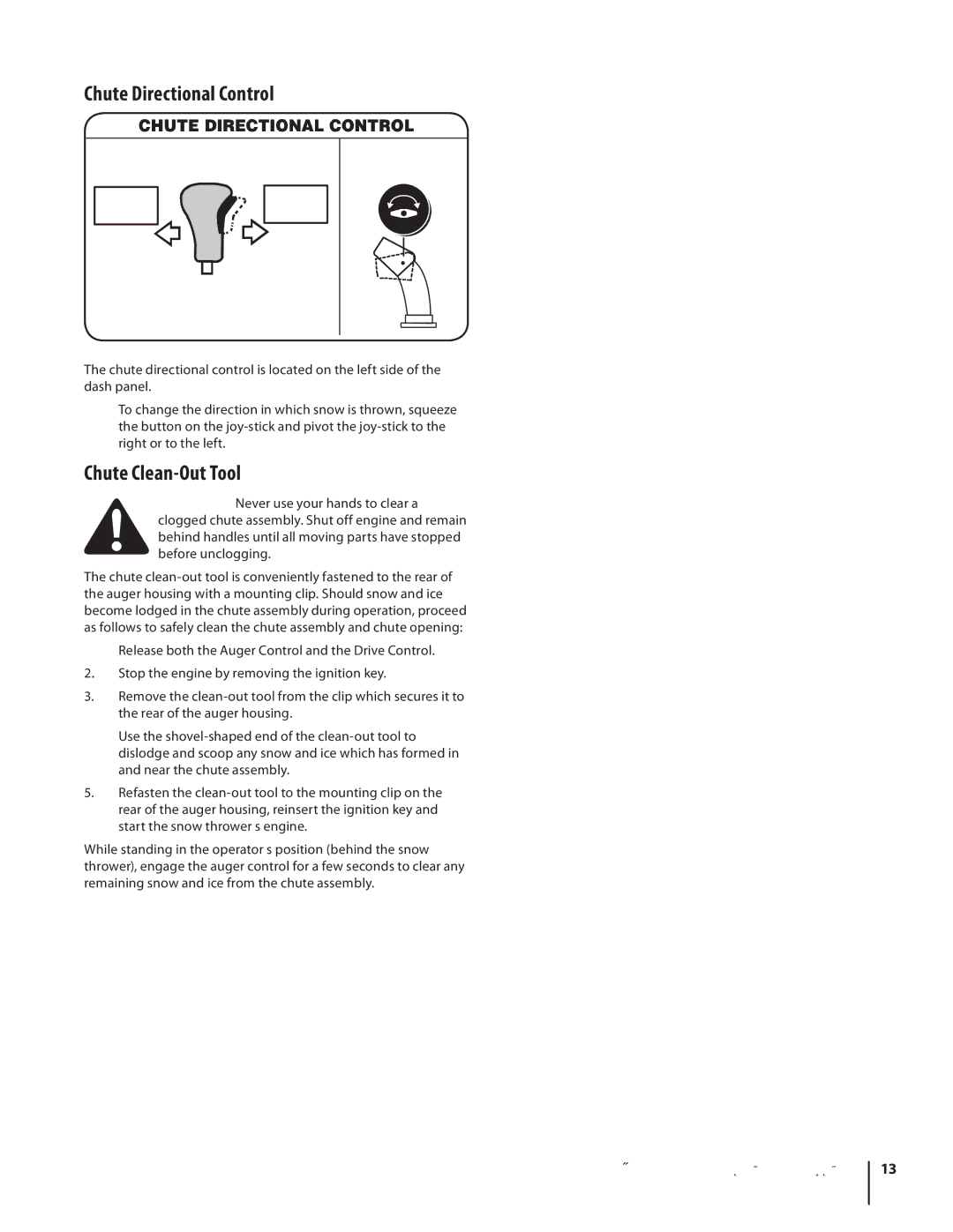 Troy-Bilt Storm 2620 manual ¸«¬» Ü·»½¬·±²¿´ Ý±²¬±´, ¸«¬» Ý´»¿²óÑ«¬ Ì±±´ 