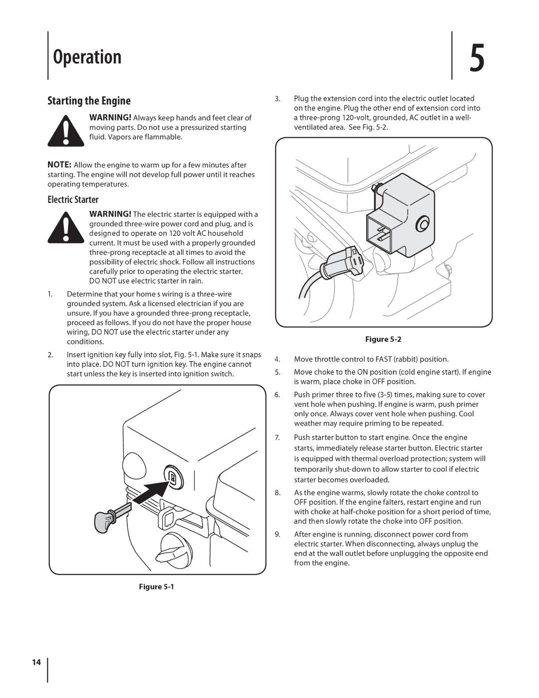 Troy-Bilt Storm 2620 manual »¿¬·±², ¬¿¬·²¹ ¬¸» Û²¹·²», ´»½¬·½ Í¬¿¬» 