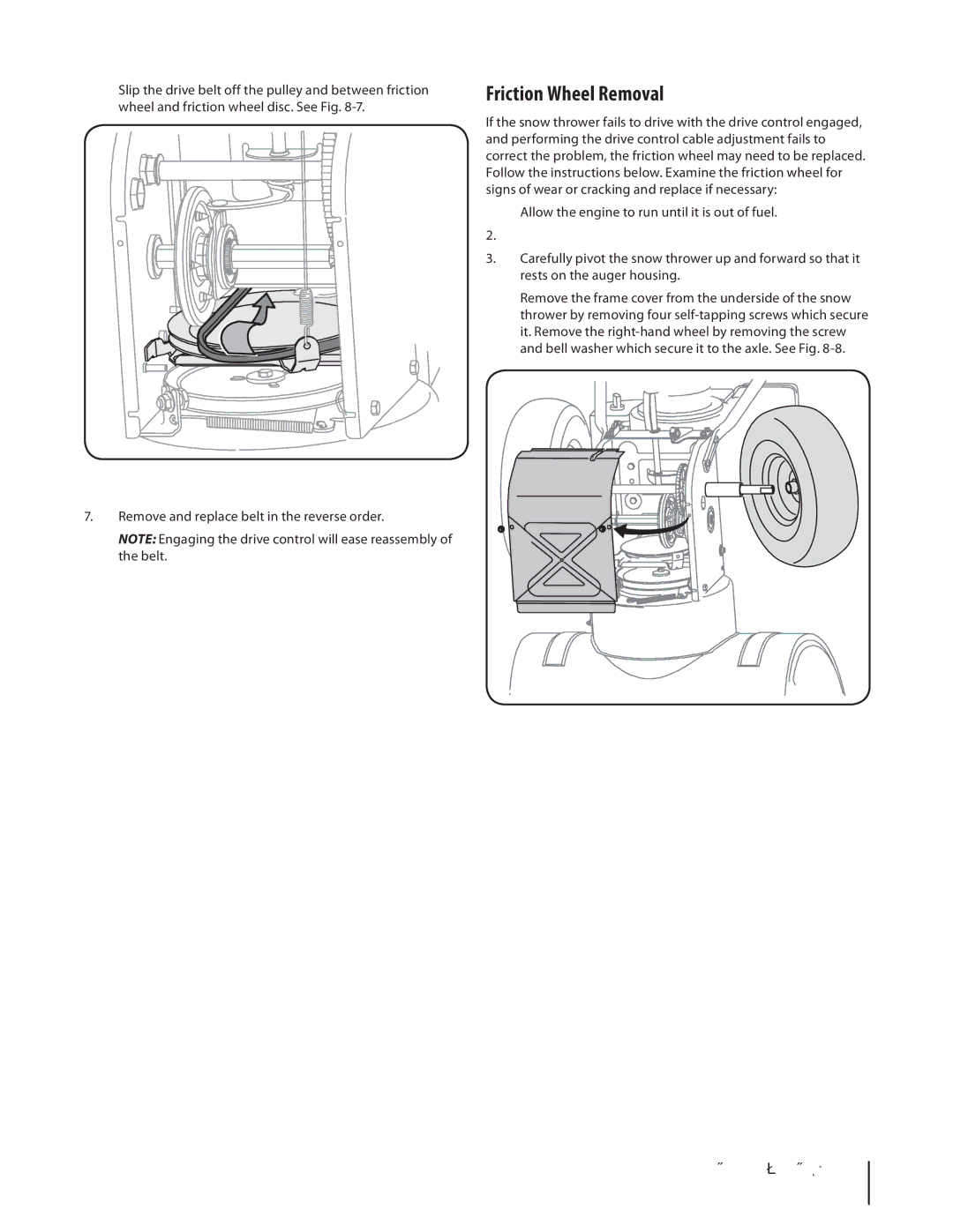 Troy-Bilt Storm 2620 manual ·½¬·±² É¸»»´ Î»³±ª¿´, »³±ª» ¿²¼ »´¿½» ¾»´¬ ·² ¬¸» »ª»-» ±¼»ò, ¬¸» ¾»´¬ò 