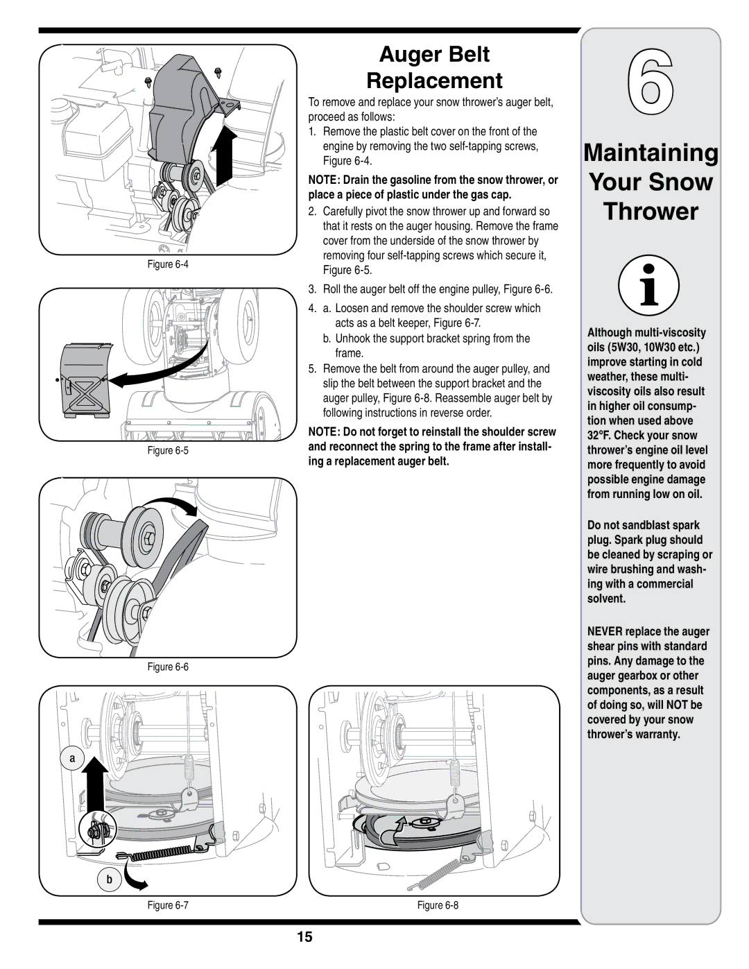 Troy-Bilt STORM Series warranty Auger Belt Replacement, Unhook the support bracket spring from the frame 