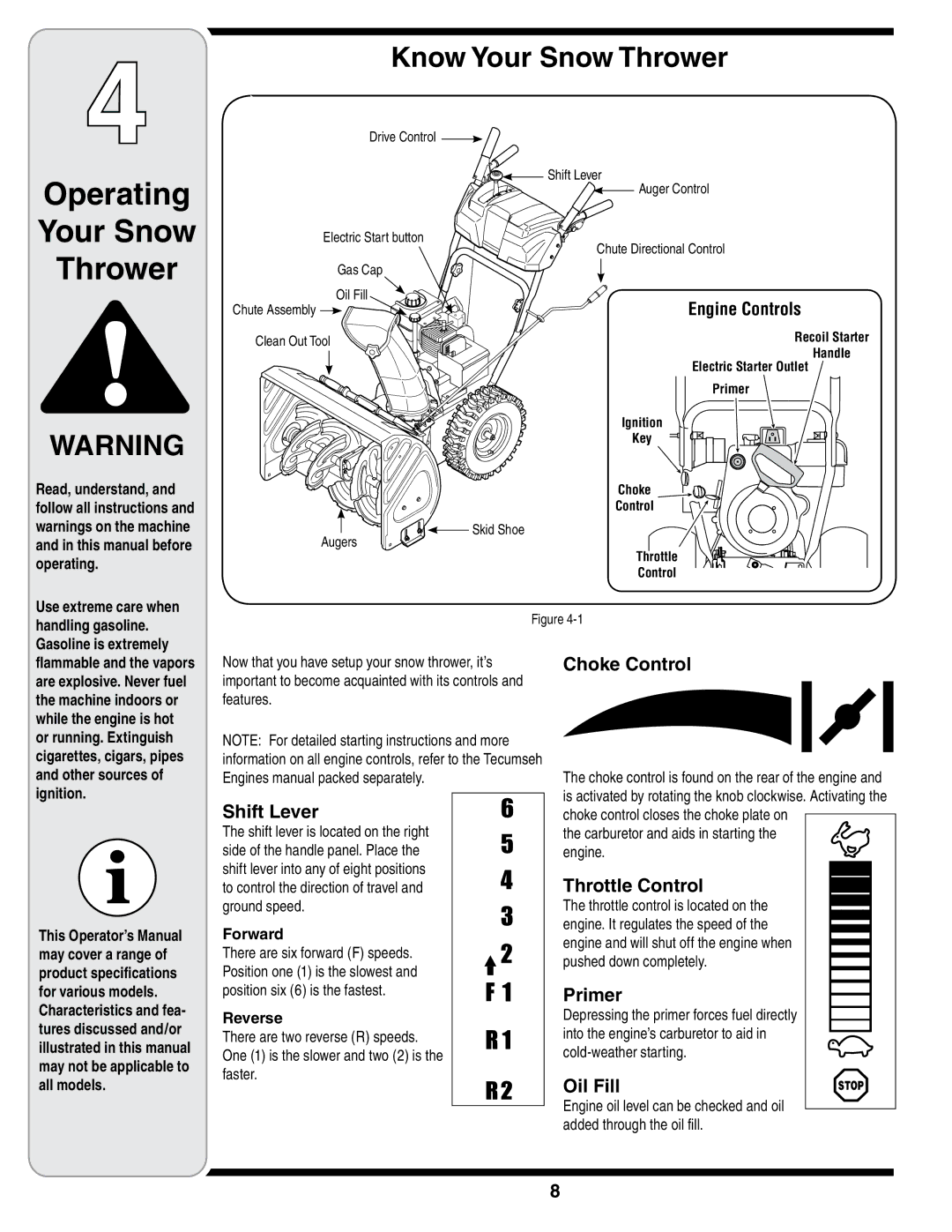 Troy-Bilt STORM Series warranty Operating Your Snow Thrower, Know Your Snow Thrower 