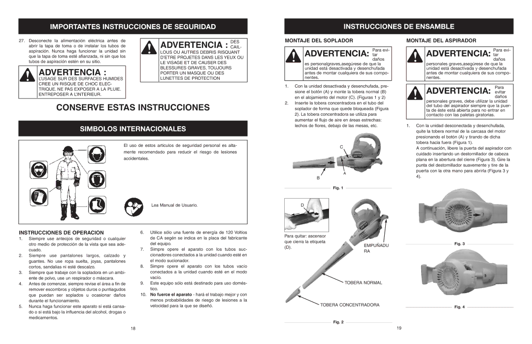 Troy-Bilt TB120BV manual Advertencia tar, Advertencia evitar, Simbolos Internacionales 