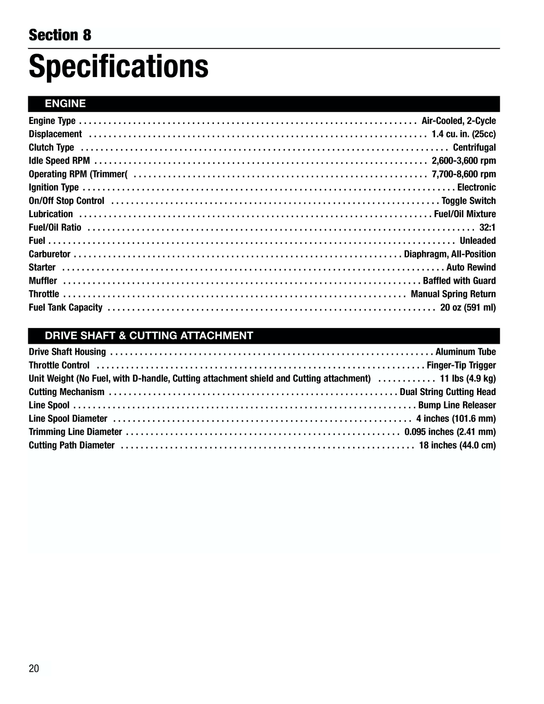 Troy-Bilt TB3000 manual Specifications, Engine 