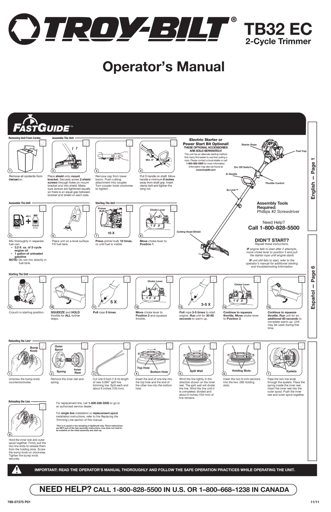 Troy-Bilt TB32 EC installation instructions These Optional Accessories Are Sold Separately 