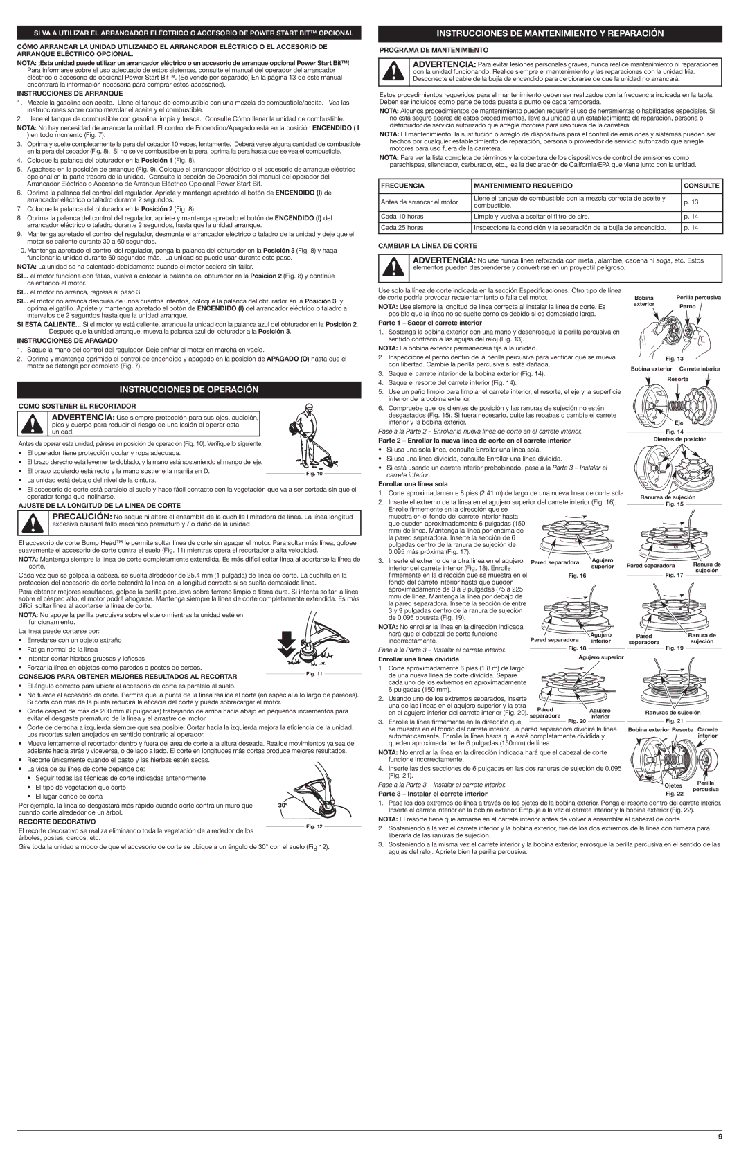 Troy-Bilt TB32 EC installation instructions Instrucciones DE Mantenimiento Y Reparación, Instrucciones DE Operación 