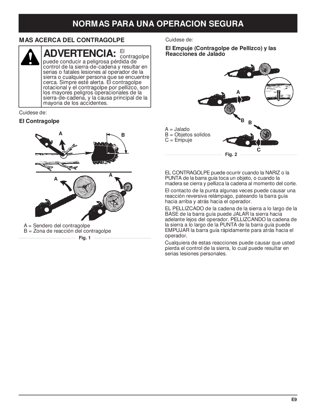 Troy-Bilt TB3516 manual MAS Acerca DEL Contragolpe, El Contragolpe 