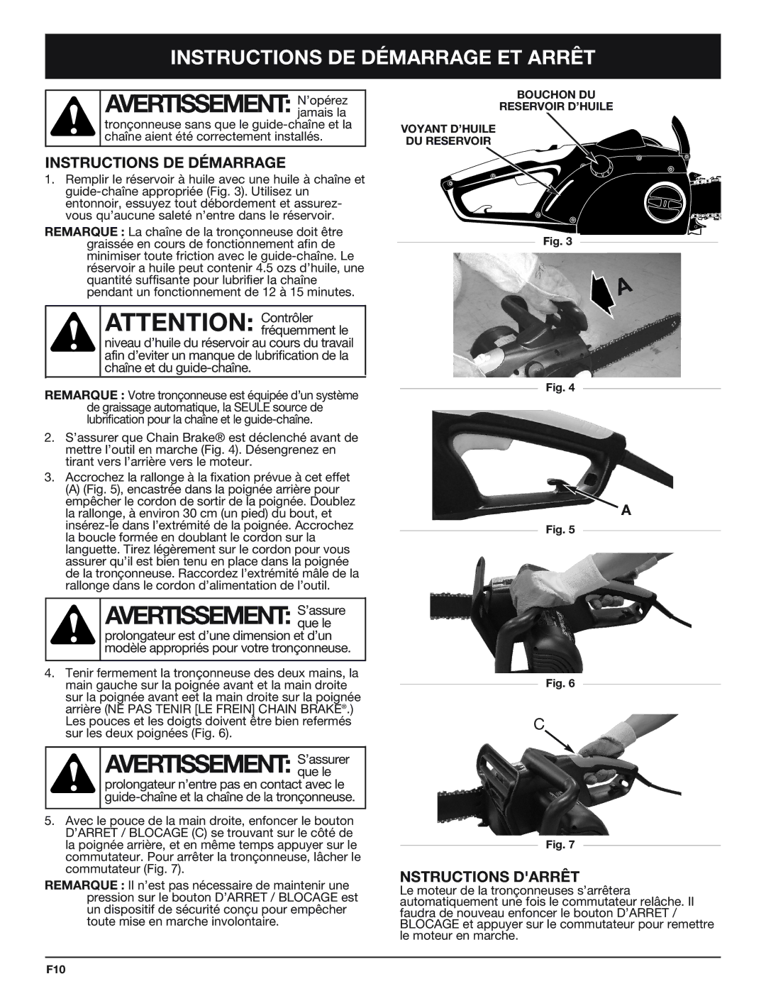 Troy-Bilt TB4516CC manual Avertissement N’opérez, Avertissement S’assurer, Instructions DE Démarrage ET Arrêt 