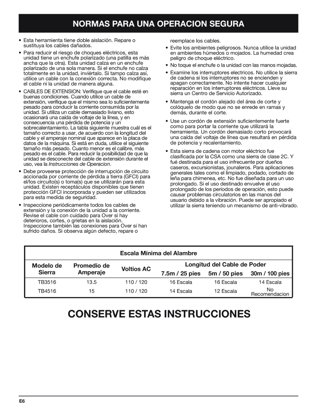 Troy-Bilt TB4516CC manual Conserve Estas Instrucciones 