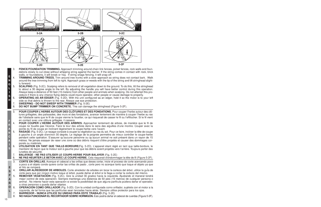 Troy-Bilt TB45E user manual Sweeping do not Sweep with Trimmer -2E 