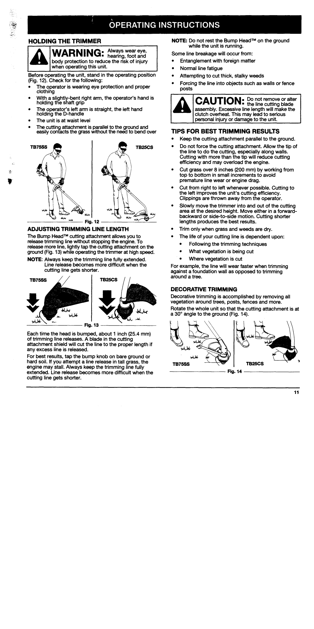 Troy-Bilt TB25CS, TB75SS manual 