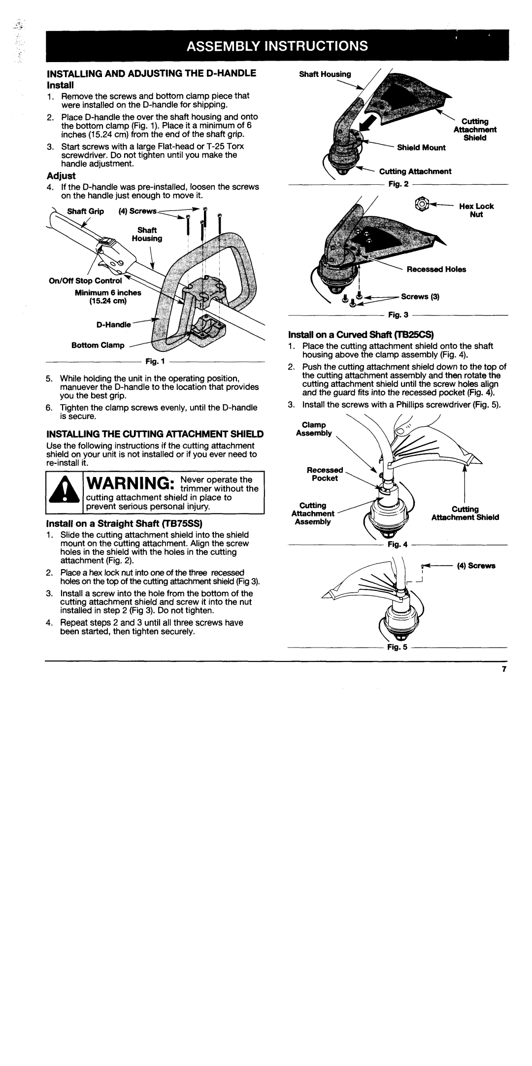 Troy-Bilt TB25CS, TB75SS manual 